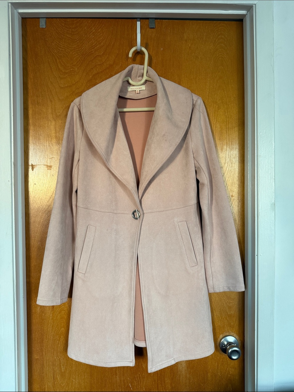 Solitaire Blush Pink Trench Coat with Shawl Collar
